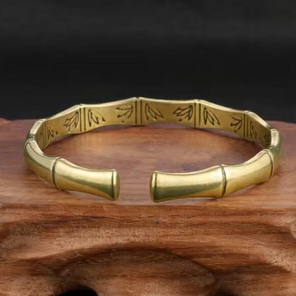 14K Gold Womens Vintage Bamboo Bangle Cuff Bracelet Ladies 14 K Silver Jewelry - Picture 10 of 10